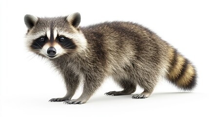 Obraz premium Raccoon clipart, element, 3D illustration, realistic, isolated on white background
