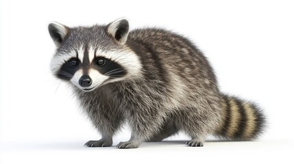 Raccoon clipart, element, 3D illustration, realistic, isolated on white background