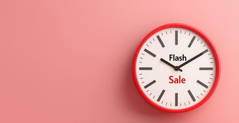 A vibrant clock showcasing a flash sale concept, emphasizing urgency in shopping. Ideal for promotions and marketing campaigns.