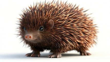 Porcupine clipart, element, 3D illustration, realistic, isolated on white background