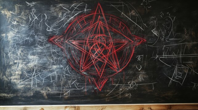 Blackboard with a the Sigil of Belial drawn in the middle.