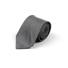 Gray men's tie on white background