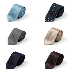 Collection of men's ties on white background