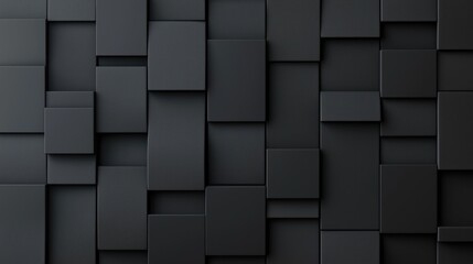 Abstract black background with overlapping rectangular shapes, creating a modern and dynamic geometric design suitable for various uses.