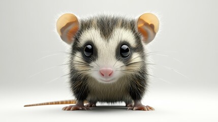 Fototapeta premium Opossum clipart, element, 3D illustration, realistic, isolated on white background