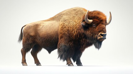 Bison clipart, element, 3D illustration, realistic, isolated on white background