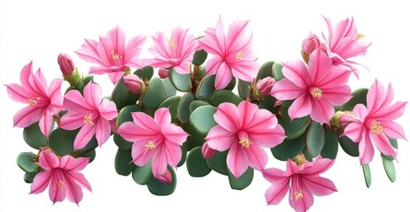 Easter cactus (Rhipsalidopsis) clipart, element, 3D illustration, realistic, isolated on white background