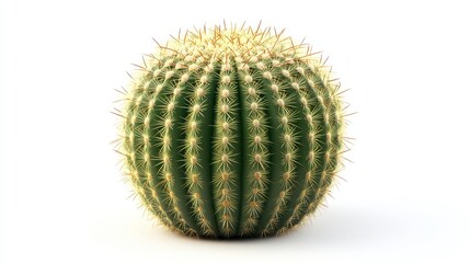 Fototapeta premium Golden barrel cactus (Echinocactus grusonii) clipart, element, 3D illustration, realistic, isolated on white background