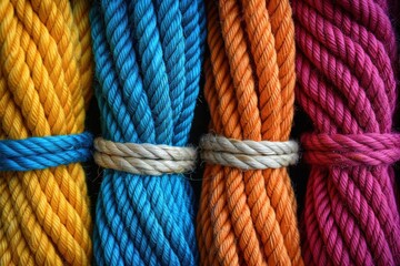 Cuerdas de colores. Material de escalada. 