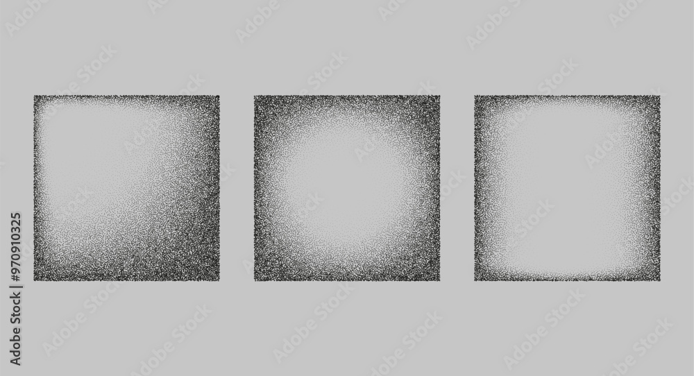 Wall mural square shadows from different angles. noise grain background, pointillism dots gradient or dotwork p