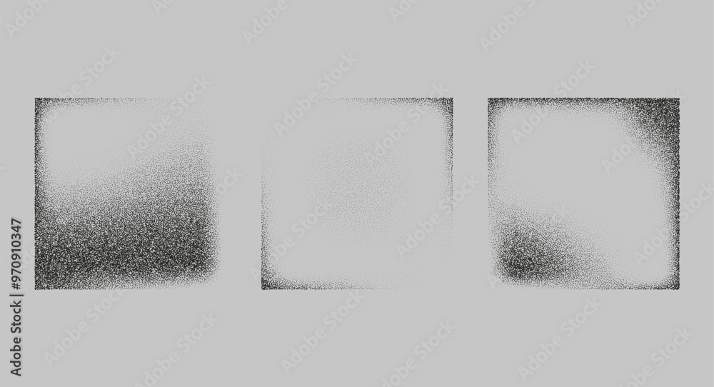 Wall mural square shadows from different angles. noise grain background, pointillism dots gradient or dotwork p