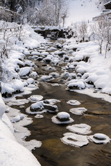 River during winter in the French Alps.