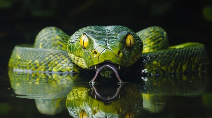 Close up of a green snake