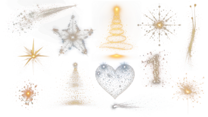 PNG sparkling effect element set, transparent background