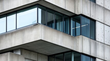 Obraz premium Concrete and glass exterior of the Charles F. Hurley building typical of Brutalist architecture in Boston Massachusetts USA