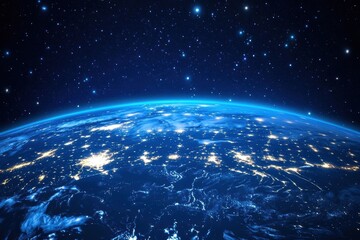 Obraz premium Planeta Tierra desde el espacio. Cielo estrellado. Recurso gráfico, fondo.