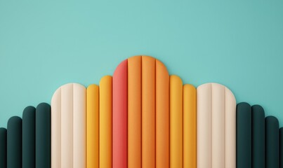 Obraz premium Vibrant abstract composition featuring colorful vertical shapes against a soft turquoise backdrop, perfect for modern decor.