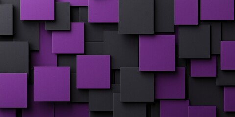 Obraz premium Vibrant purple and black squares create a modern geometric background suitable for various creative projects and designs.