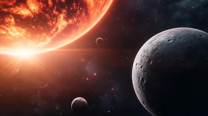 Obraz premium Future of communication, holographic video call between distant planets, 3D illustration