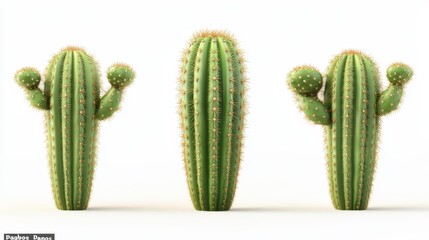 Totem pole cactus (Pachycereus schottii monstrosus) clipart, element, 3D illustration, realistic, isolated on white background