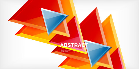 Abstract background - colorful triangles with 3d effect. Vector Illustration For Wallpaper, Banner, Background, Card, Book Illustration, landing page