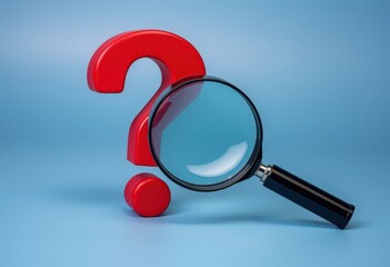 magnifying glass with question mark on white background