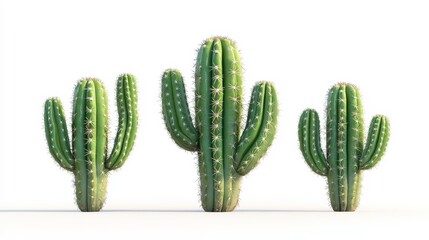 Totem cactus (Lophocereus schottii) clipart, element, 3D illustration, realistic, isolated on white background