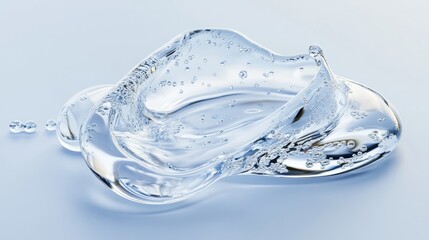 Single blob of transparent glycerin or gel. Glossy texture with tiny bubbles.