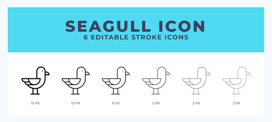 Seagull icon illustration vector with editable stroke.