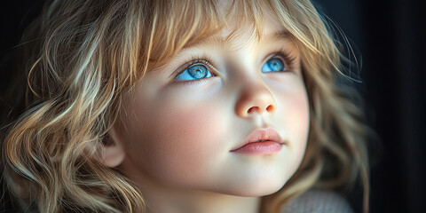 Portrait of a little pretty girl looking away