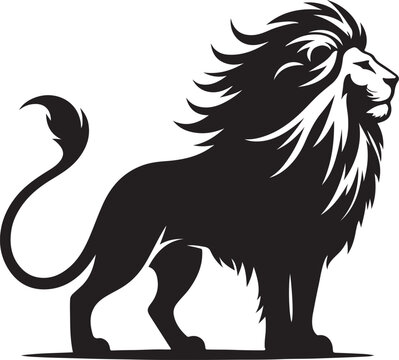 lion silhoutee vector with white background.ai generative