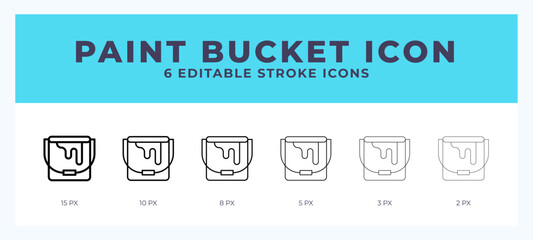 Paint bucket icon symbol. Outline. Lineal icon with editable stroke.