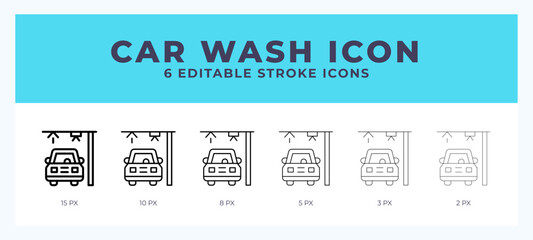 Car wash lineal icon symbol vector. Black outline for web. App. Presentation and more.