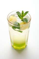 Refreshing mint-lime beverage served in a tall glass with ice and garnished, perfect for warm days or casual gatherings