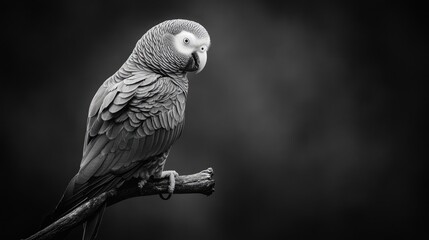 Grey Parrot Perched on a Branch
