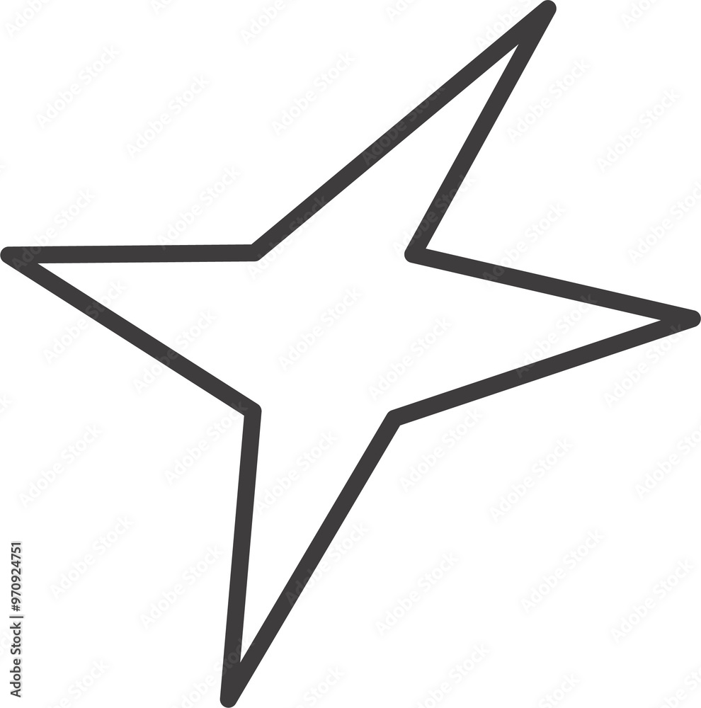 Wall mural y2k star shape. outline icon of abstract spark and shiny irregular flash burst. bling and twinkle ge