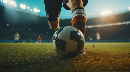 Fototapeta premium Soccer Player Kicking the Ball