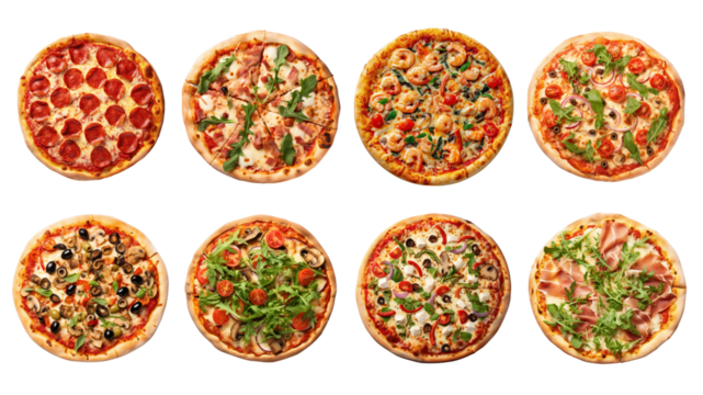Italian pizza png food element set, transparent background