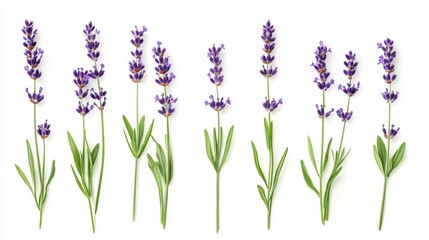 Naklejka premium Lavender flowers group isolated on white background
