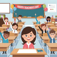 Background concept vector artwork for Happy Teacher's Day. Innovative vector education concept for Teachers' Day.

