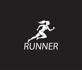 Female runner athletics logo vector design.