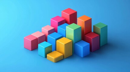 Obraz premium Bold 3D illustration of SWOT analysis, with colorful blocks representing strengths and weaknesses, arranged in an eye-catching design to emphasize key business insights
