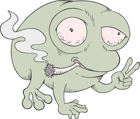 Design of funny frog smoking