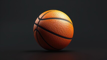 Obraz premium A vibrant, detailed basketball on a dark background, showcasing its textured surface and classic design.