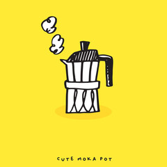 Cute doodle Classic Coffee Maker Moka Pot Hand drawing