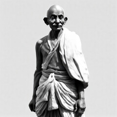 Serene portrait of Mahatma Gandhi, Father of the Nation, symbol of non-violence, inspiring peace and equality