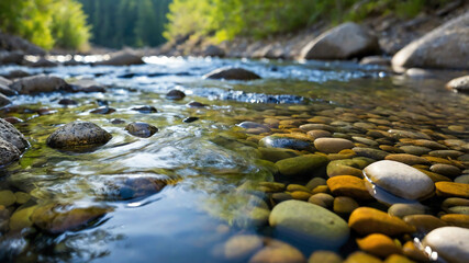 Obraz premium Smooth pebble submerged in a clear mountain stream