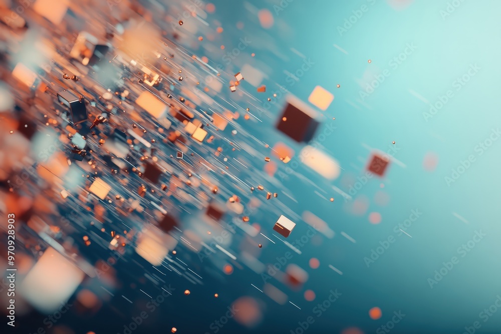 Wall mural exploring the future of mobile technology through abstract visualization and vibrant colors