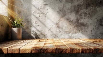 Rustic weathered wooden table surface with natural wood grain texture and minimal plain background  Empty copy space for product display mockup or design element