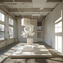 interior of a room with white wall,